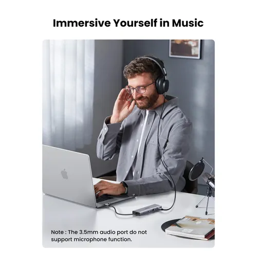 UGREEN 15601 10-in-1 Type-C to 3xUSB 3.0 + 4K HDMI + VGA + RJ45 Ethernet + SD/TF + 3.5mm AUX + PD USB-C Hub Adapter