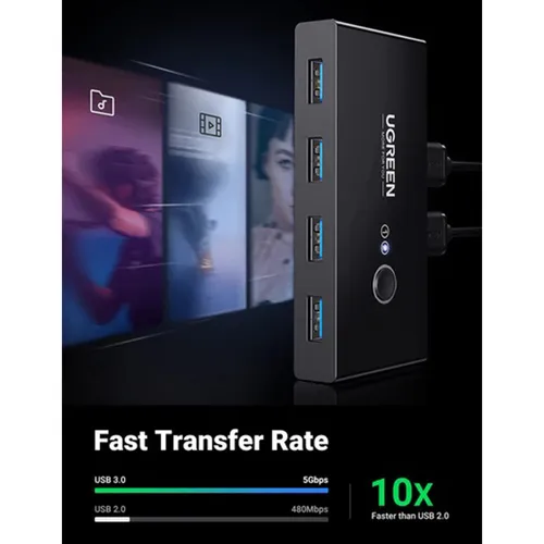 UGREEN 15705 USB 3.0 5Gbps Sharing Switch 2 in 4 out