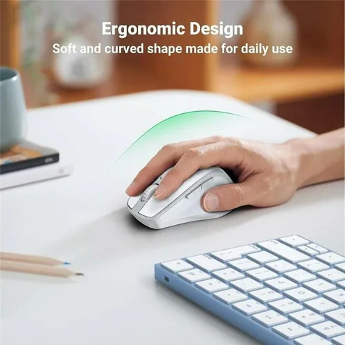 UGREEN 15805 Ergonomic Wireless BT 5.0 / 2.4G 4000Dpi Mouse (White Gray)