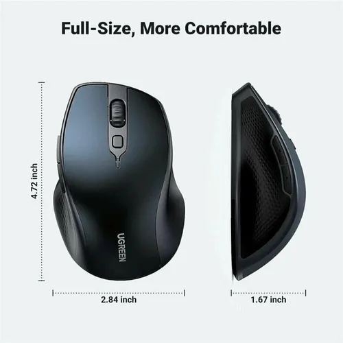 UGREEN 15807 Ergonomic Wireless BT 5.0 / 2.4G 4000Dpi Mouse (Blue)