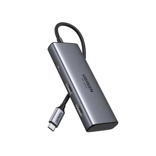 UGREEN 15852 Revodok 206 6 in 1 Type-C to 2xUSB 3.0 + USB-C 3.0 + 2xHDMI + PD USB-C Hub Adapter