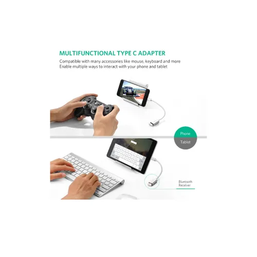 Ugreen 15CM USB Type-C Male to USB 3.0 Type-A Female OTG Cable - White (30702)