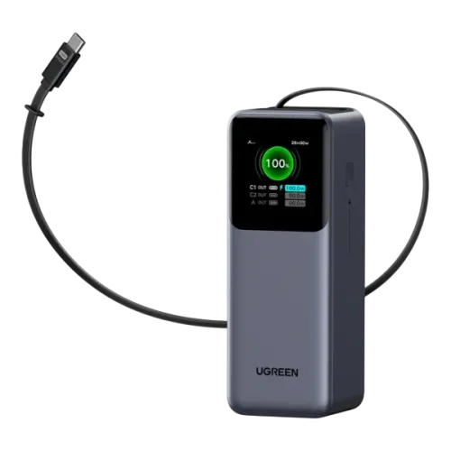 UGREEN 20000MAH 165W NEXODE SMART DISPLAY PB WITH RETRACTABLE CABLE (CCC VERSION)- PB726 – 95670B