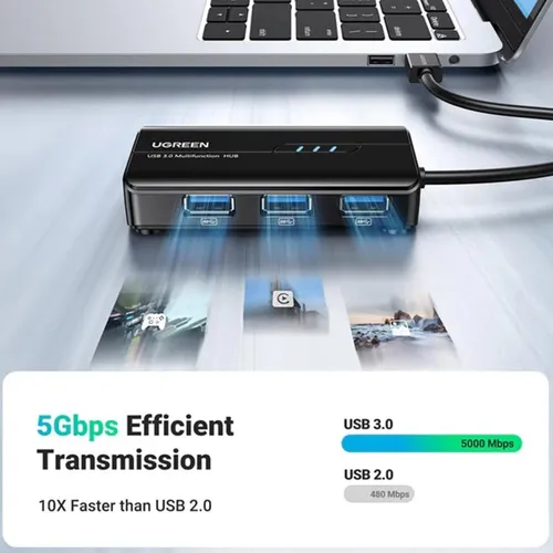 UGREEN 20265 3 Port USB 3.0 Hub with Gigabit Ethernet Adapter