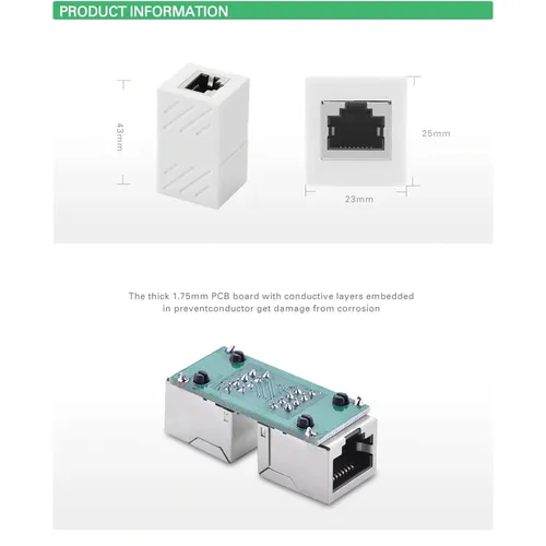 UGREEN 20311 RJ45 Network Coupler Female to Female 1pcs