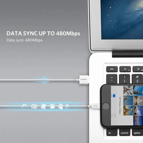 UGREEN 20728 MFI Certified USB to Lightning Nickel Platted 1M Cable