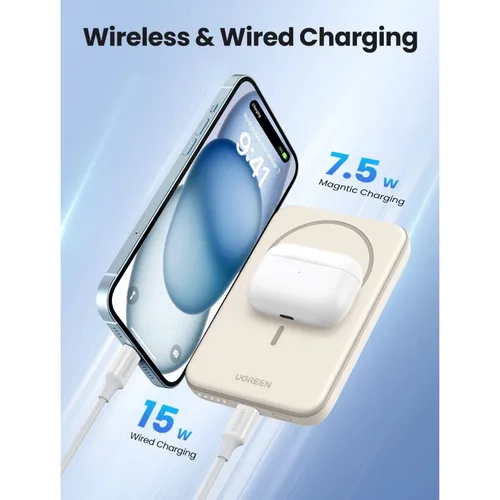 UGREEN 25207 15W Magnetic Wireless 5000mAh Power Bank
