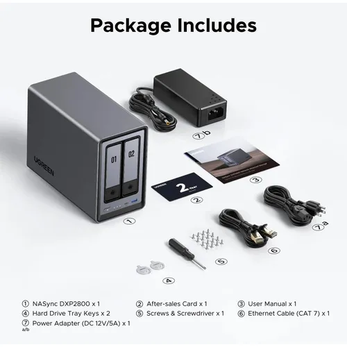 UGREEN 25227 NASync DXP2800 2 Bay NAS with 76TB Max Storage Support