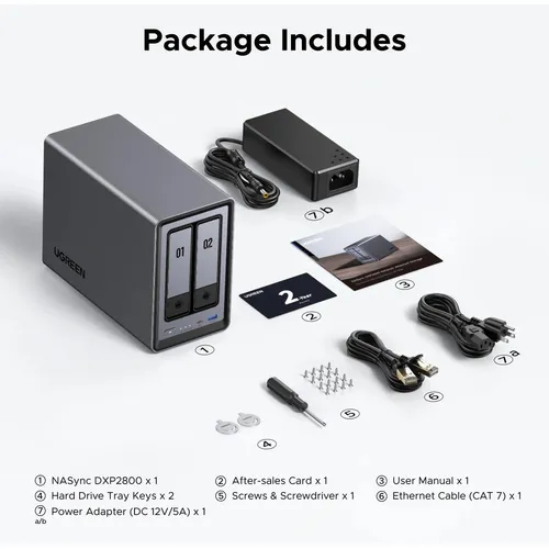 UGREEN 25227 NASync DXP2800 2 Bay NAS with 76TB Max Storage Support