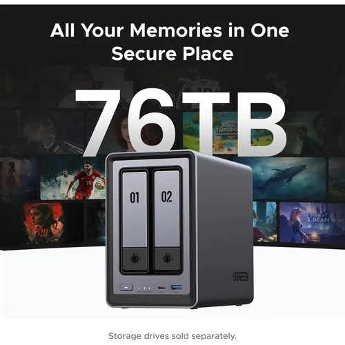 UGREEN 25227 NASync DXP2800 2 Bay NAS with 76TB Max Storage Support