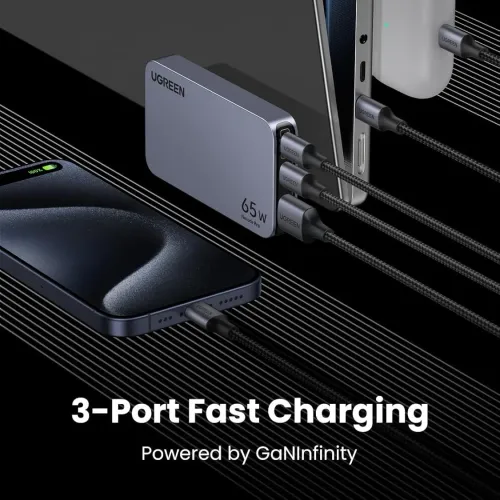 UGREEN 25356 Nexode Pro 65W 3-Port GaN Ultra-Slim Fast Charger