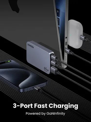 UGREEN 25356 Nexode Pro 65W 3-Port GaN Ultra-Slim Fast Charger