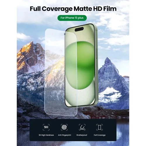 UGREEN 25646 iPhone 15 Plus/16 Plus Matte Screen Protector with Installation Frame