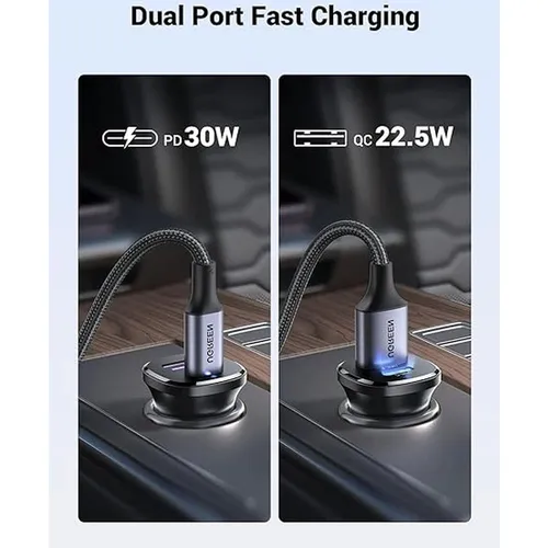 UGREEN 25845 30W Type-C + USB Dual Port Car Charger