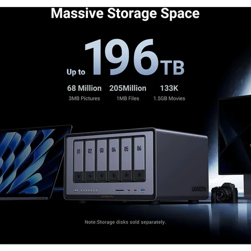 UGREEN 25897B NASync DXP6800 Plus6 Bay NAS with 196TB Max Support Storage