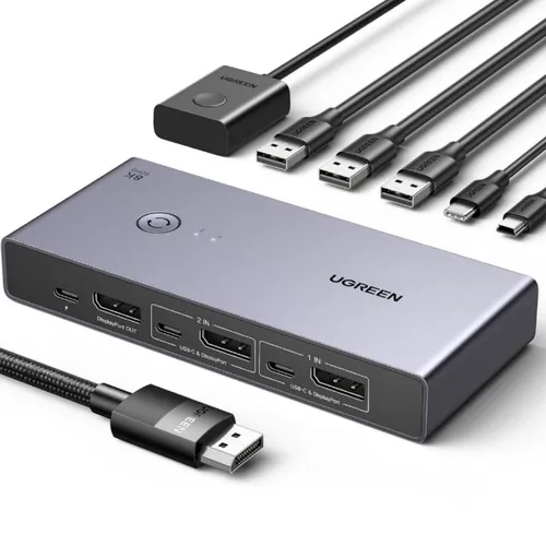 UGREEN 25962A 2-Port DisplayPort 1.4 KVM Switch