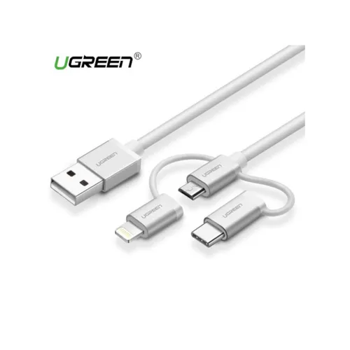 UGREEN 3-IN-1 USB2.0-A Multifution Cable With Braid 1.5M Silver Whit