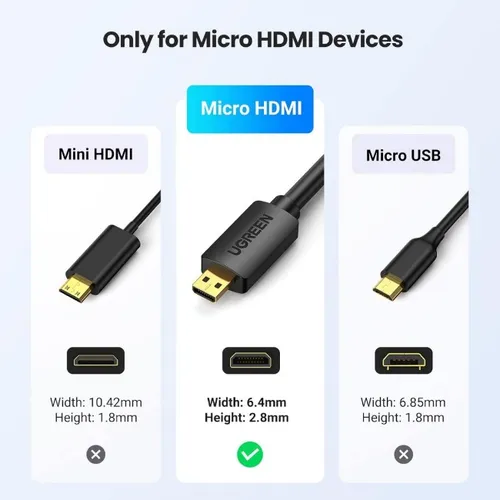 UGREEN 30102 Micro HDMI Male To HDMI Male 1.5M Cable