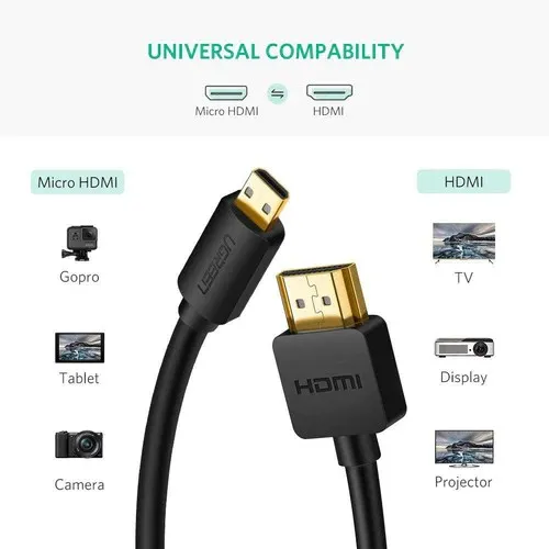 UGREEN 30102 Micro HDMI Male To HDMI Male Cable 1.5m (Black)