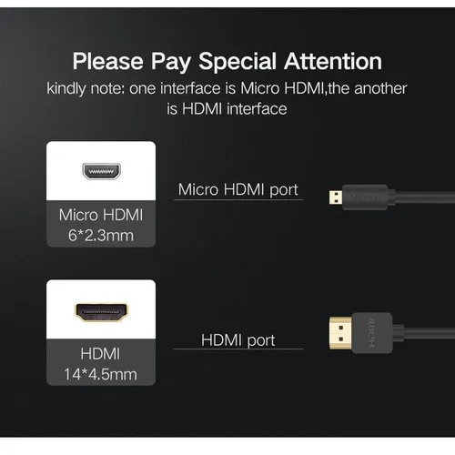 UGREEN 30102 Micro HDMI to HDMI 4K Male to Male  1.5M Cable