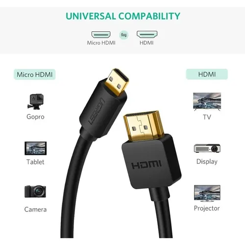UGREEN 30102 Micro HDMI to HDMI 4K Male to Male  1.5M Cable