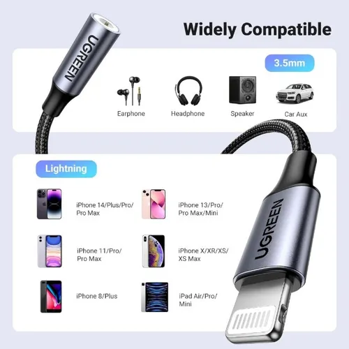 UGREEN 30756 Lightning to 3.5mm Adapter (Apple MFI Certified)