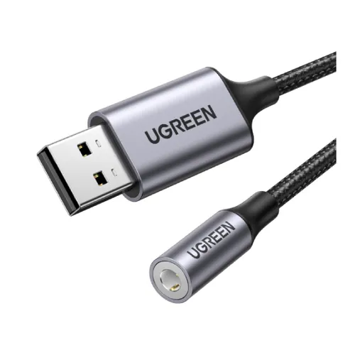 UGREEN 30757 USB 2.0 TO 3.5MM Audio Adapter Aluminum Alloy 25CM – Dark Gray