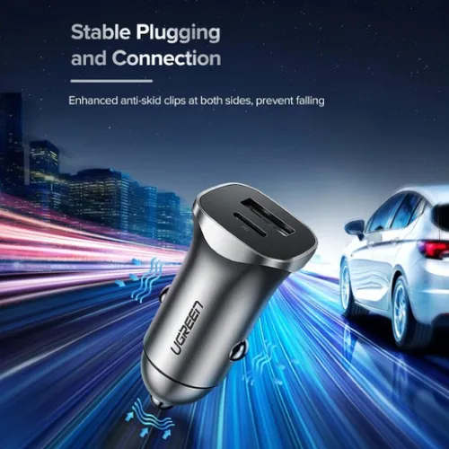 UGREEN 30780 Car Charger Two Ports USB Port and PD Port 30W