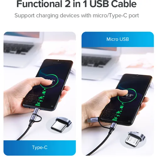 UGREEN 30875 USB to Micro USB + Type-C 1M Cable