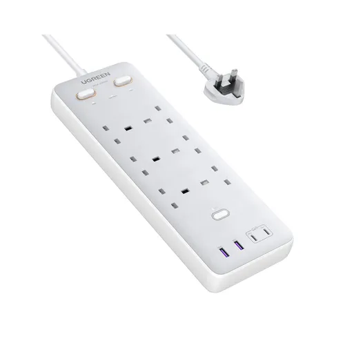 UGREEN 35011 65W 6-Outlet Surge Protector Master Switch Extension Cord With Dual Type-C Port + Dual USB Ports
