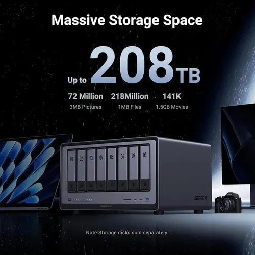 UGREEN 35125B NASync DXP8800 Plus 8 Bay NAS with 256TB Max Storage Support