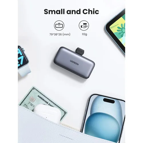 UGREEN 35338 Nexode 5000mAh Digital Display Power Bank with Built-in Type-C & Kickstand