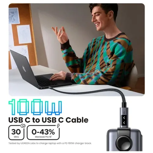 UGREEN 35512 Uno 100W 5A Max Type-C to Type-C PD 2M Fast Charging Cable
