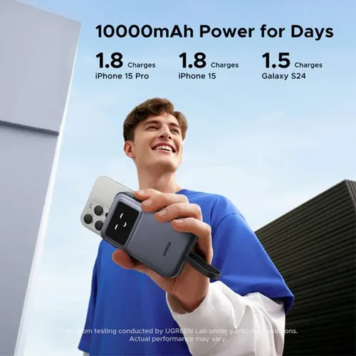 UGREEN 35603B UNO 30W 10000mAh Power Bank With Built-In Cable