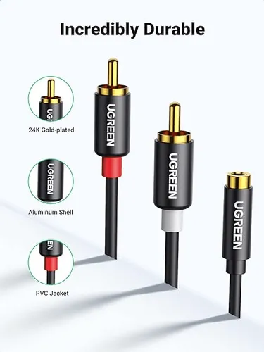 UGREEN 3.5mm Male to 2 RCA Female Stereo Audio Y Cable
