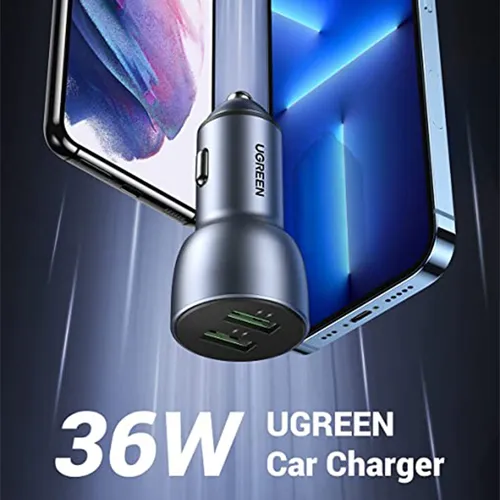 UGREEN 36W Dual-USB Fast Car Charger