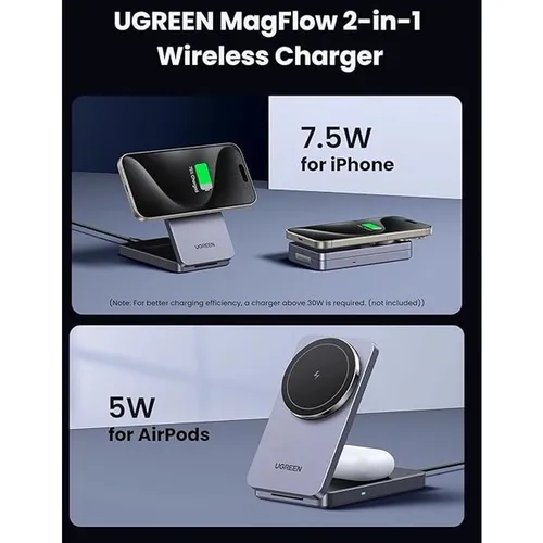 UGREEN 45056 2-in-1 Magnetic Phone & Air Pods Wireless Charger