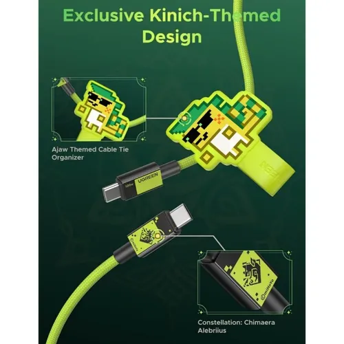 UGREEN 45063 Genshin Impact Kinich-Themed Design 100W PD USB-C to USB-C Fast Charging Cable