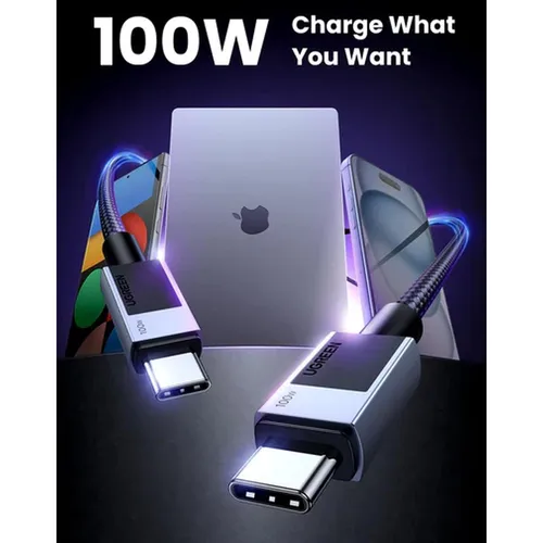 UGREEN 45065 100W Type-C to Type-C PD Nylon Braided 3M Fast Charging Cable