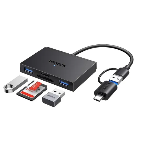 UGREEN 45167 4 in 1 Multi-Function Card Reader USB-A+USB-C to SD TF Micro SD Card Reader