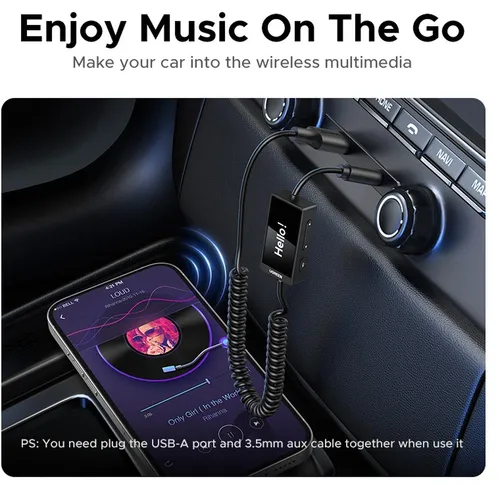 UGREEN 45236 USB | 3.5mm Bluetooth 5.4 Audio Receiver & Transmitter Cable Support RX & TX With Mic