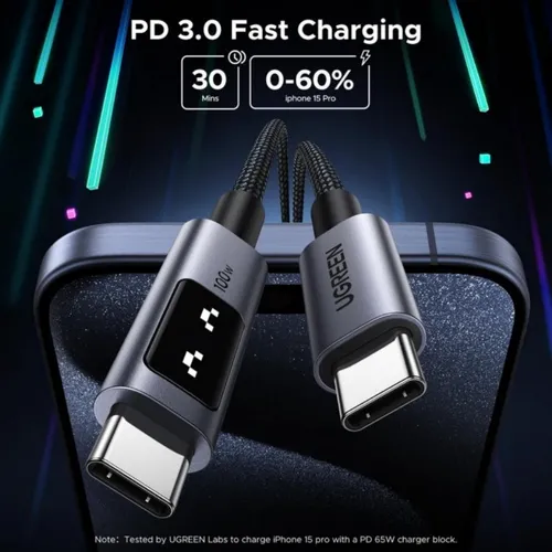 UGREEN 45612 Uno USB-C to USB-C PD Fast Charging Cable.