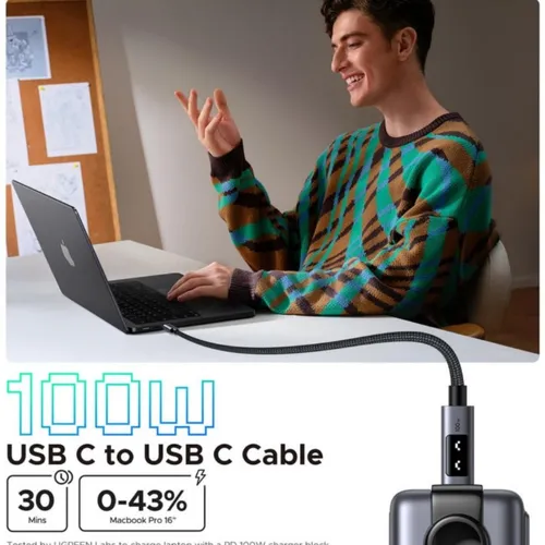 UGREEN 45612 Uno USB-C to USB-C PD Fast Charging Cable.