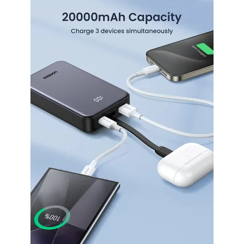 UGREEN 45762 20W 20000mAh Power Bank with Build-In Cable