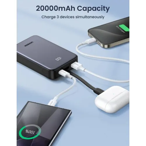 UGREEN 45762 20W 20000mAh Power Bank with Built-In Cable