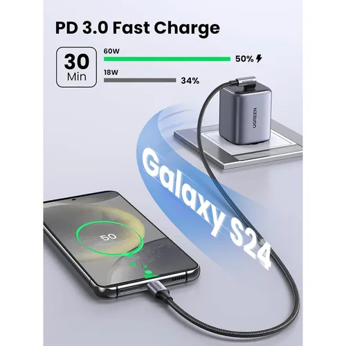 UGREEN 50123 USB-C to Angled USB 2.0-C Round 1M Cable