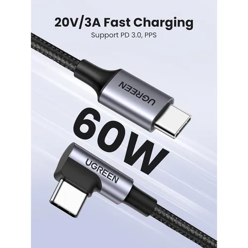 UGREEN 50123 USB-C to Angled USB 2.0-C Round 1M Cable