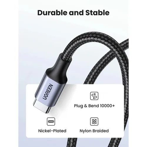 UGREEN 50149 Type-C to Type-C Nickel Plating Aluminum Shell PD Round 0.5M Cable
