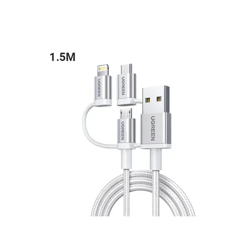 UGREEN 50203 3 in 1 1.5M Universal Braided Cable (MFi Certified)