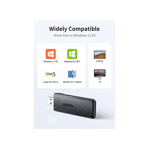 UGREEN 50340 AC1300 5Ghz & 2.4Ghz Dual Band USB WiFi Adapter